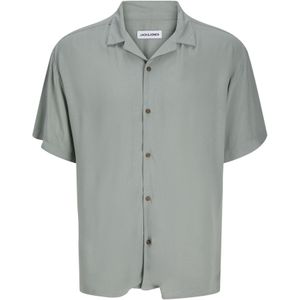 Jack & Jones - JJEJEFF SOLID RESORT SHIRT - Overhemd - Korte Mouwen - Blauw - Katoen