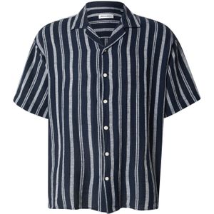 Jack & Jones - Jjeenzo Stripe Resort Shirt - Overhemd - Navy - 100% Katoen