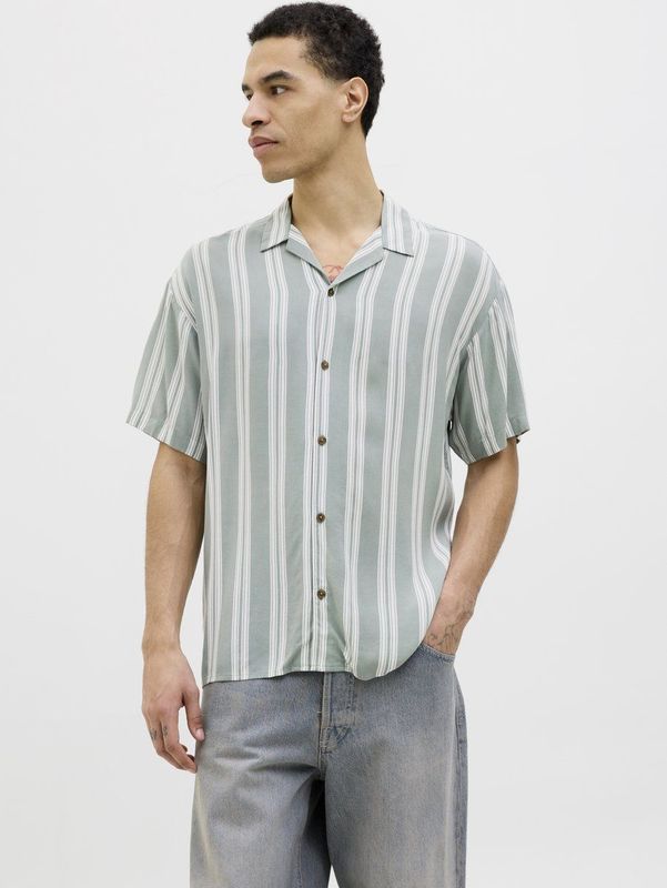 JJEJEFF Stripe Resort Shirt SS SN, Iceberg Green., L