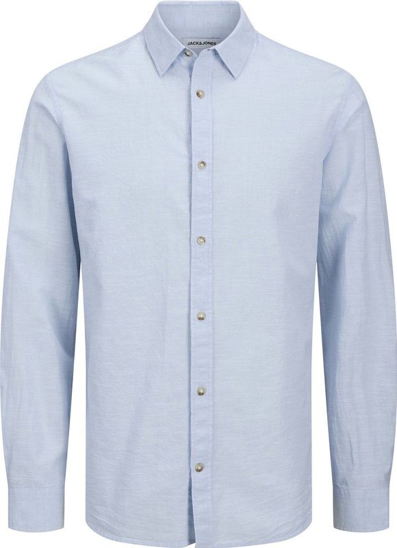 Jack & Jones - Jjesummer Shirt Ls Sn 12269315 - Overhemd - Faded Denim - Katoenmix