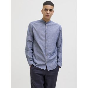 Overhemd - Twill - Katoen/Linnen - Comfort Fit - Opstaande Kraag