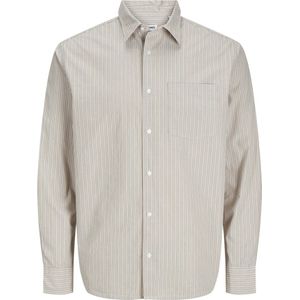 Jack & Jones - JJECODY POPLIN SHIRT LS SN - Overhemd - Oxford Tan - Met Streepmotief