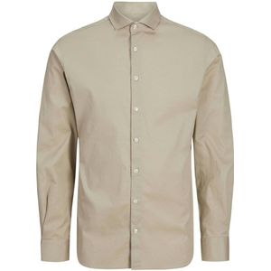 Overhemd - Glanzend Poplin - Lange Mouwen - Slim Fit - 97% Katoen