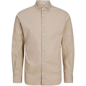 Heren Casual Jack & Jones Blajaxon Stretch Shirt, Beige