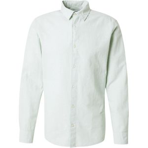 Overhemd - Poplin - Blauw - Katoen/Linnen - Slim Fit