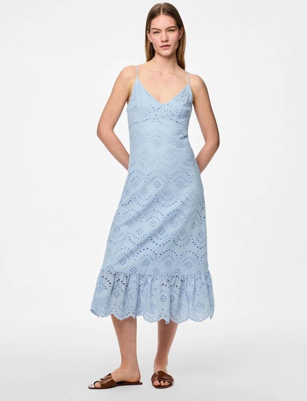 PIECES - PCVILDE - Jurk - Duifblauw - 3/4 Lengte - Mouwloos