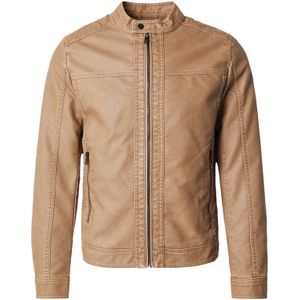 Jack & Jones Lederimitatjacke »JJEWARNER WASHED PU JACKET NOOS«, ohne Kapuze, mit Bandkragen
