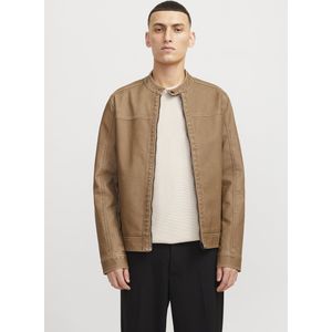 Jack & Jones - Warner - Leren Jas - Zwart - Synthetisch - Ritssluiting