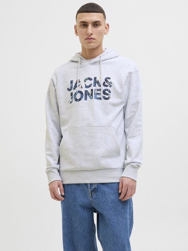 Jack & Jones - JJEBRYAN CORP LOGO SWEAT HOOD NOOS - Hoodie - Wit melange