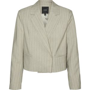 VERO MODA Vmeli LS Cropped Herringbone Blazer, Silver Mink/Detail: herringbone, 38