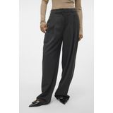 Vero Moda Broek Vmsilje Mw Wide Pinstripe Pants 10319718 Dark Grey Melan/pinstripe Dames