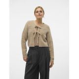 Vero Moda Vest Vmadelina Ls Short Two Way Cardigan 10320590 Silver Mink/w. Melange Dames