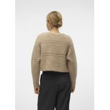 Vero Moda Vest Vmadelina Ls Short Two Way Cardigan 10320590 Silver Mink/w. Melange Dames