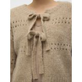 Vero Moda Vest Vmadelina Ls Short Two Way Cardigan 10320590 Silver Mink/w. Melange Dames