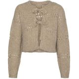 Vero Moda Vest Vmadelina Ls Short Two Way Cardigan 10320590 Silver Mink/w. Melange Dames