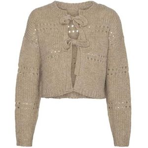 Vero Moda Vest Vmadelina Ls Short Two Way Cardigan 10320590 Silver Mink/w. Melange Dames