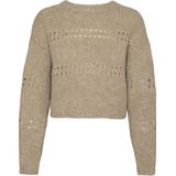 Vero Moda Vest Vmadelina Ls Short Two Way Cardigan 10320590 Silver Mink/w. Melange Dames