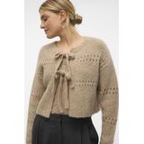 Vero Moda Vest Vmadelina Ls Short Two Way Cardigan 10320590 Silver Mink/w. Melange Dames