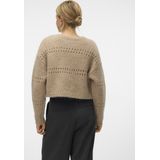Vero Moda Vest Vmadelina Ls Short Two Way Cardigan 10320590 Silver Mink/w. Melange Dames