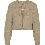 Vero Moda Vest Vmadelina Ls Short Two Way Cardigan 10320590 Silver Mink/w. Melange Dames