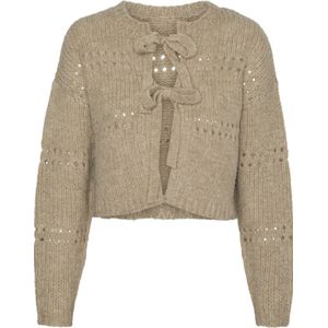 Vero Moda Vest Vmadelina Ls Short Two Way Cardigan 10320590 Silver Mink/w. Melange Dames