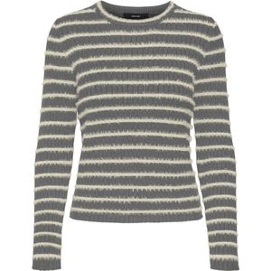 Vero Moda Trui Vmflo Ls O-neck Pullover 10320606 Medium Grey Mel/w. Birch Dames