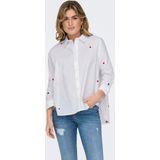 Onlnew Lina Grace Ls Emb Shirt Noos WVN, stralend wit, S, Helder wit, S