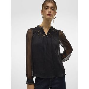 VERO MODA VMGABY LS TOP WVN GA, zwart, S