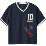 NAME IT - Nmmmatz Spider Nreg Ss Poly Top - Blauw - Katoen