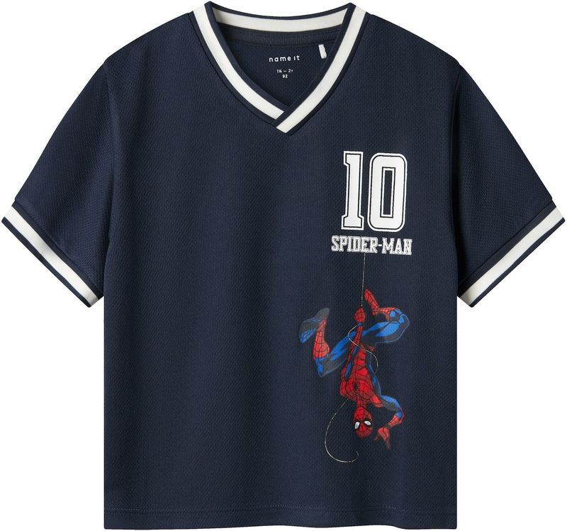 NAME IT - Nmmmatz Spider Nreg Ss Poly Top - Blauw - Katoen