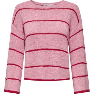 Only Trui Onlgeena 7/8 Stripe O-neck Knt 15321477 Quartz Pink/w Adrenal Dames Maat - XS
