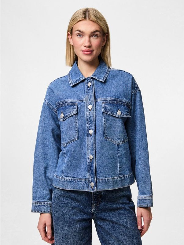 Pieces - Elma - Spijkerjas - Denim - Blauw - 79% Katoen
