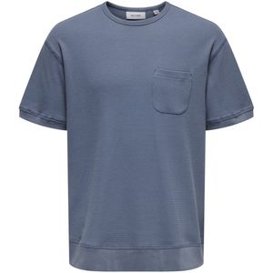 Only & Sons - Onscal Struct Crew Ss Tee - T-shirt - Vintage Indigo - Katoenmix