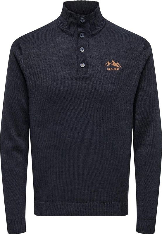 Only & Sons Trui Onsrees Reg 7 Btn High Neck Knit Cs 22032069 Dark Navy Mannen