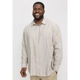 JACK & JONES PLUS SIZE linnen casual overhemd beige