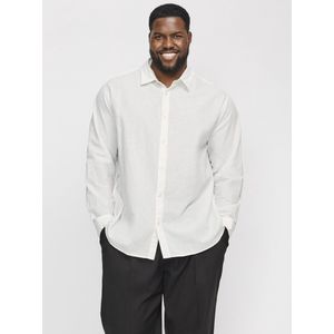 Jack & Jones PlusSize Overhemd - Wit - Katoen - Lange Mouwen