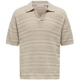 Only & Sons - V-Neck Short Sleeve Polo Shirt - Beige - Katoen