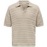 Only & Sons - V-Neck Short Sleeve Polo Shirt - Beige - Katoen