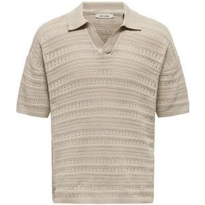 Only & Sons - V-Neck Short Sleeve Polo Shirt - Beige - Katoen