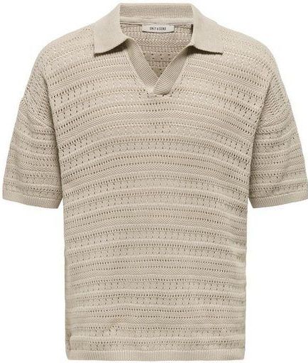 Only & Sons - V-Neck Short Sleeve Polo Shirt - Beige - Katoen