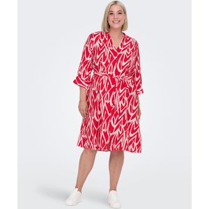 ONLY CARMAKOMA - Midi-jurk - V-Hals - 3/4 Mouwen - Regular Fit