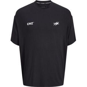 JACK & JONES - Shirt - Zwart/Wit - Ronde Hals - Wijde Pasvorm - Kwartmouw