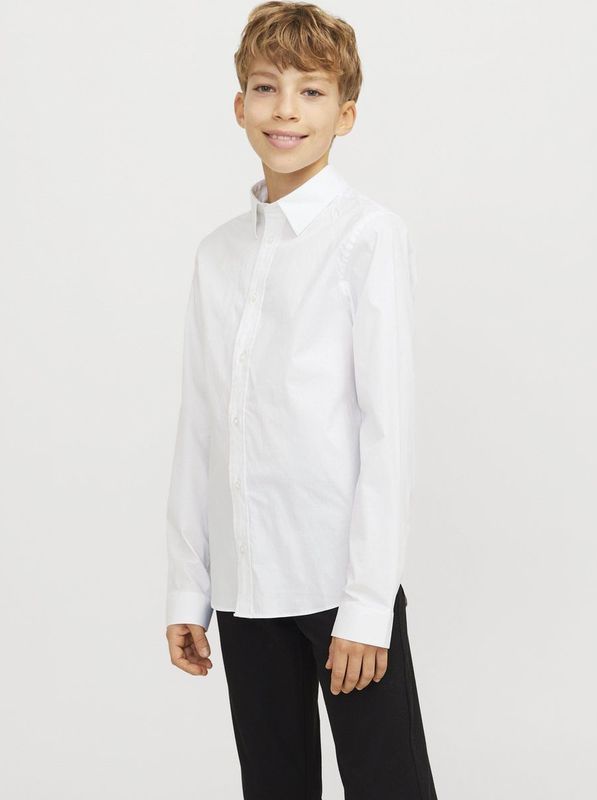 JACK & JONES JUNIOR JJEAXEL STRETCH SHIRT LS NOOS Jongens Overhemd - Blauw - Keperstof