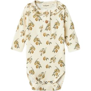 Lil' Atelier Romper L/æ - Rib - NbfGavo - Tortelduif/Lemon - Lil Atelier - 56 - Romper L/S