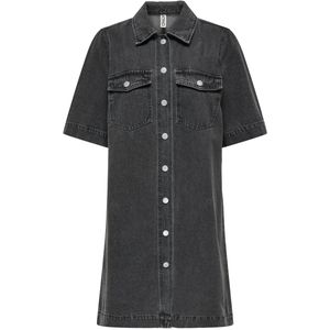 Only Jurk Onlbelle Button Dress Dnm Gua N 15324384 Washed Black Dames