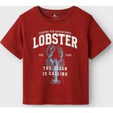 Top - Jersey - Ronde Hals - Korte Mouwen - Rubberen Print