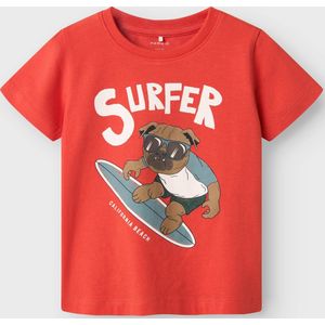Name It - Nmmfrolle Ss Top Box - Jongens T-shirt - Paprika