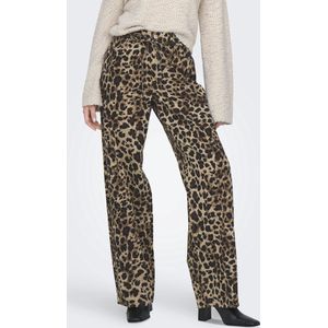 ONLY Dames Jeans - Light Taupe met Zwart Leo - Straight Fit