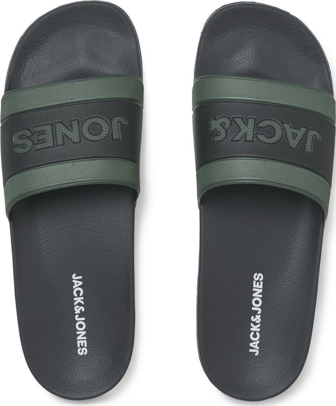 Jack & Jones - JFWJARRED - Badslippers - Antraciet/Donkergroen - 100% EVA-schuim