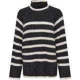 JDY JDYMILEY LONG STRIPE PULLOV KNT NOOS Dames Trui - Dark Grey Melange W. Birch Mel Stripes